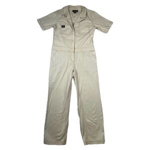 Wildfang The Essential Coverall Short-Sleeve Women Tan Pockets M